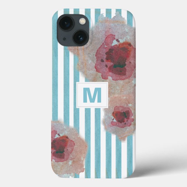 Coques Case-Mate iPhone Boho rayé tendance chic monogramme floral (Verso)