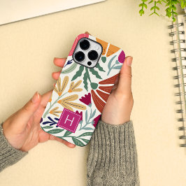 Coque Pour Pour iPhone 14 Pro Max Boho Retro Coloré Floral Simple Chic Monogramme