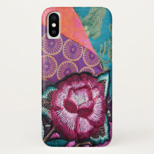 Coque iPhone X Boho Rose tapisserie look coloré