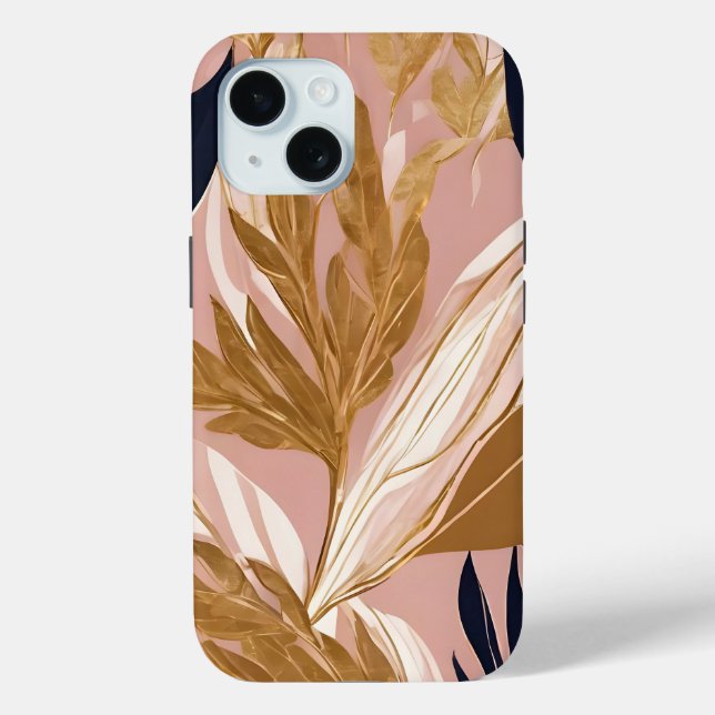 Coques Case-Mate iPhone Boho rose vif Feuilles Collection moderne (Verso)