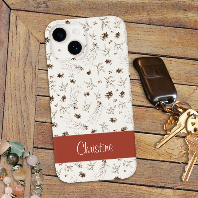 Coques Case-Mate iPhone Boho Woodland Winterberry Pattern (Créateur téléchargé)