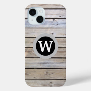 Coque Pour iPhone 15 Bois clair monogramme 