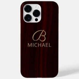 Coque Pour Pour iPhone 14 Pro Max Bois d'acajou personnalisé avec monogramme