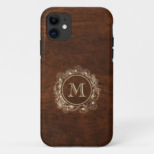 Case-Mate iPhone Case Bois de monogramme Or Rustique