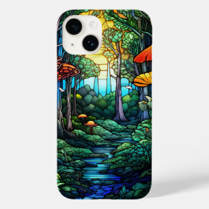 Coque Pour iPhone 14 bois d'imaginaire en vitrail mignon