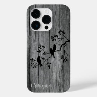 Coque Pour iPhone 14 Pro Bois élégant moderne - arbre et corneille - bois