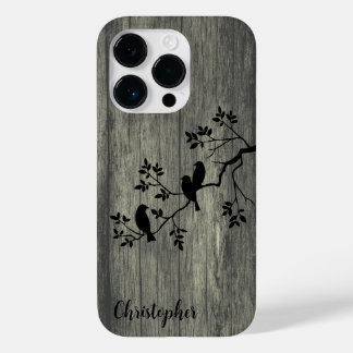 Coque Pour iPhone 14 Pro Bois élégant moderne - arbre et corneille - bois