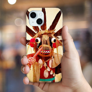 Coque Pour iPhone 15 Bois kachina poupée photo mignonne ridicule visage