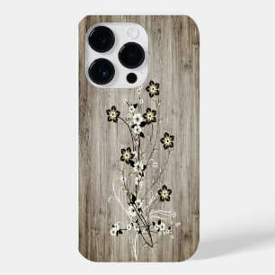 Coque Pour iPhone 14 Pro Bois moderne élégant - fleurs - bois