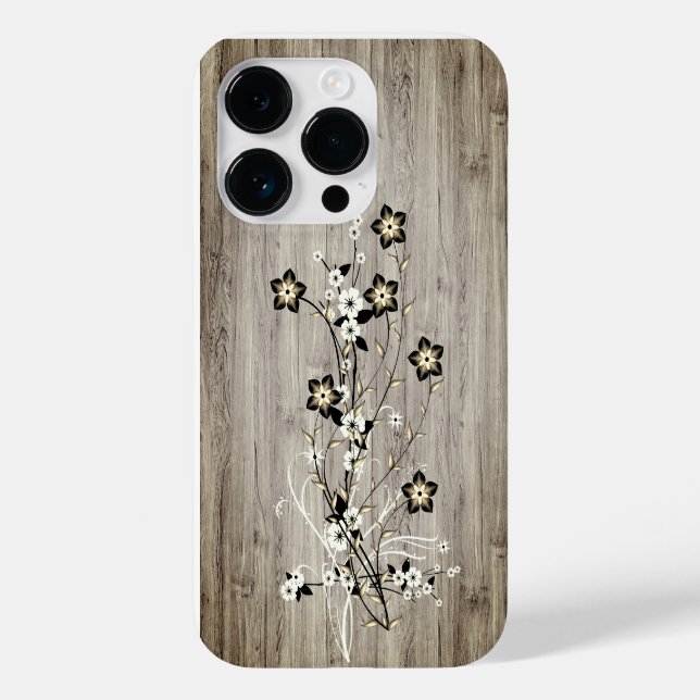 Coques Case-Mate iPhone Bois moderne élégant - fleurs - bois (Verso)
