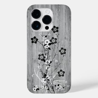 Coque Pour iPhone 14 Pro Bois moderne élégant - fleurs - bois