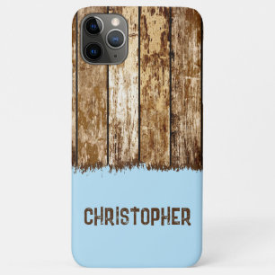 Case-Mate iPhone Case Bois rustique ajouter nom brun et bleu