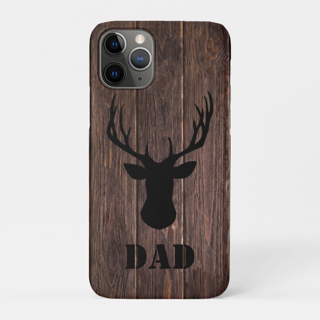 Coques Case-Mate iPhone Bois rustique Buck Bois Motif Papa (Dos)