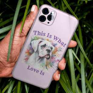 Coque iPhone 15 Pro Max Boîte Aquarelle Boxer C'est ce qu'est l'amour ❤