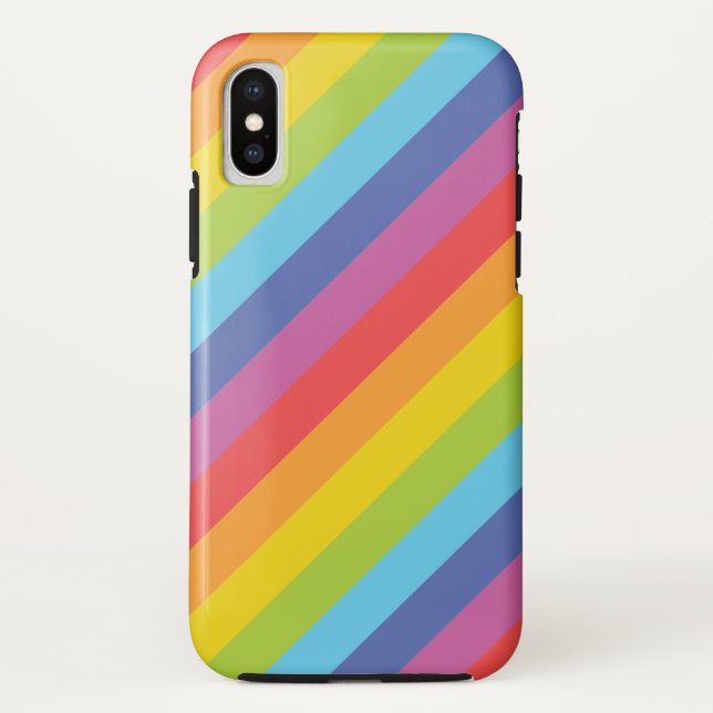 Coques Case-Mate iPhone Boîte de téléphone cellulaire Diagonal Rainbow Str (Dos)