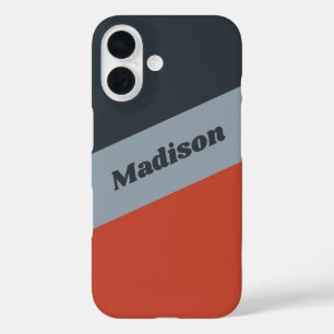 Coques iPhone 16 Boîtes de téléphone Tri-Color de nom personnalisé