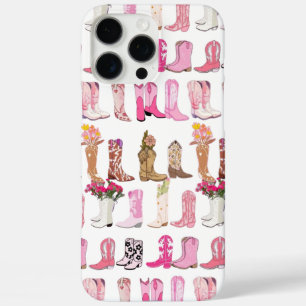 Coques iPhone 16 Pro Max Boîtes en cowboy rose Conception Téléphone Boîtier