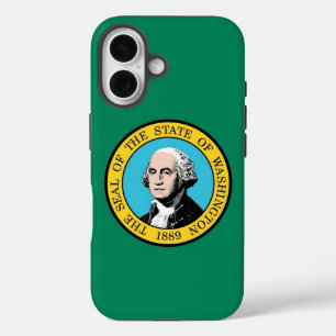 Coques iPhone 16 Boîtier Apple iPhone 16, drapeau de l'État de Wash