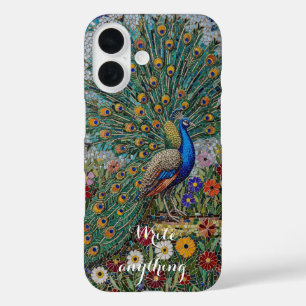 Coques iPhone 16 Boîtier artistique iPhone Mosaic Peacock Garden