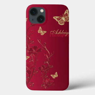 Etui iPhone Case-Mate Boîtier d'air à papillon rouge et or Floral iPad