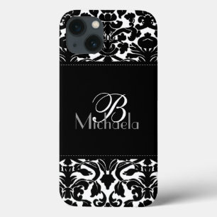 Coques Pour iPhone Boîtier d'air Monogram noir et blanc Damask iPad