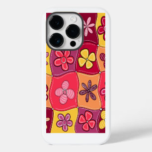 Coque Pour iPhone 14 Pro Boîtier de téléphone à fleurs rétro