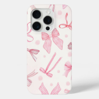 Coque iPhone 15 Pro Boîtier de téléphone à noeud rose