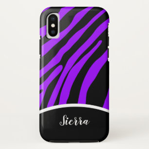 Case-Mate iPhone Case Boîtier de téléphone à rayures Zebra violet et noi