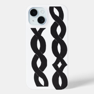 Coque Pour iPhone 15 Boîtier de téléphone Boucles d'encre monochrome