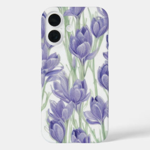 Coques iPhone 16 Boîtier de téléphone couleur Aquarelle Crocus Flow