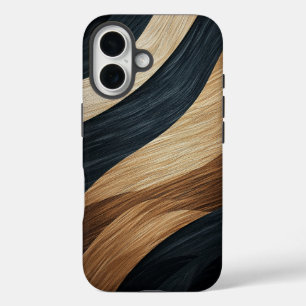 Coques iPhone 16 Boîtier de téléphone en métal noir et or Zebra Str