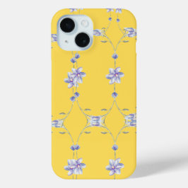 Coque Pour iPhone 15 Boîtier de téléphone fleuri jaune
