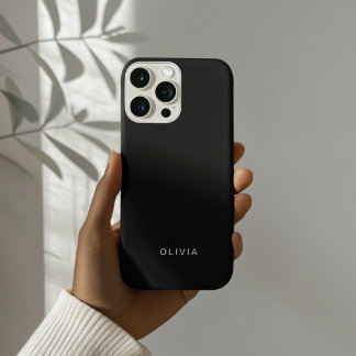 Coques iPhone 16 Pro "Boîtier de téléphone noir personnalisé avec nom p