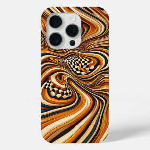 Coque iPhone 15 Pro Boîtier de téléphone ondulé en or liquide de luxe 