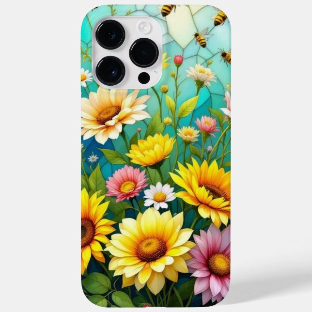 Coques Case-Mate iPhone Boîtier de téléphone tournesol et abeilles (Verso)