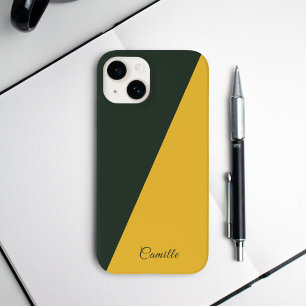 Coque Pour iPhone 14 Boîtier de téléphone vert à deux tons or et forêt