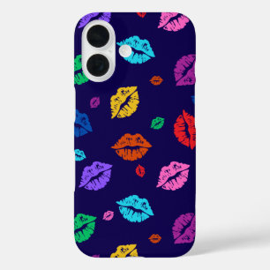 Coques iPhone 16 Boîtier d'impression à lèvres multicolore