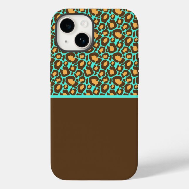 Coques Case-Mate iPhone Boîtier d'impression Cheetah turquoise et Brown (Verso)