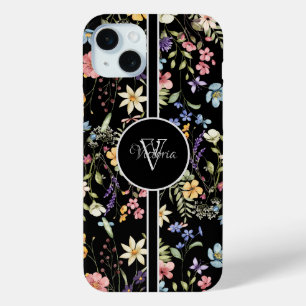 Coque iPhone 15 Mini Boîtier d'iPhone personnalisé avec motif floral dé