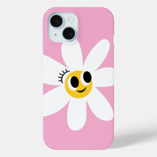 Coque Pour iPhone 15 Boîtier IPhone 15 Marguerite Blanche Mignonne Rose