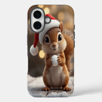 Boîtier iPhone 16 Écureuil de Noël Mignon