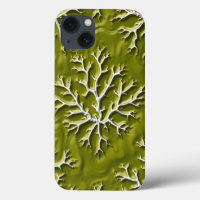 Boîtier iPhone à motif de branche en relief olive