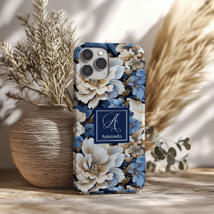 Coques iPhone 16 Boîtier iPhone Fleurs Bleues Modernes Élégant Flor