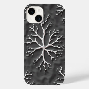 Coque Pour iPhone 14 Boîtier iPhone Gris foncé avec Branches Blanches O