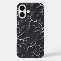Boîtier iPhone gris foncé avec texture de branche