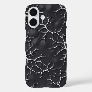 Coques iPhone 16 Boîtier iPhone gris foncé avec texture de branche