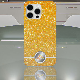 Coque iPhone 15 Pro Max Boîtier monogramme de parties scintillant pétillan