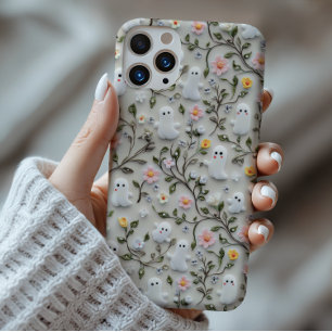 Coque Pour iPhone 14 Boîtier téléphonique 3D Floral Little Ghost