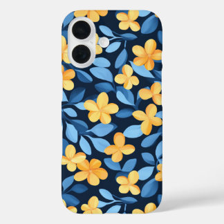 Coques iPhone 16 Boîtier téléphonique aux fleurs jaunes et bleues