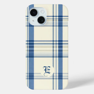 Coque Pour iPhone 15 Boîtier téléphonique classique bleu et crème